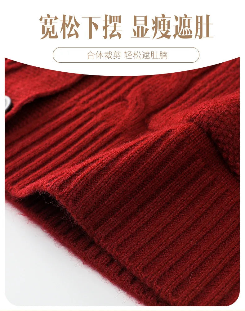 Middle-aged women mother knitted warm vest spring autumn shoulders grandma suit tops thin cardigan elderly woolen horse jacket