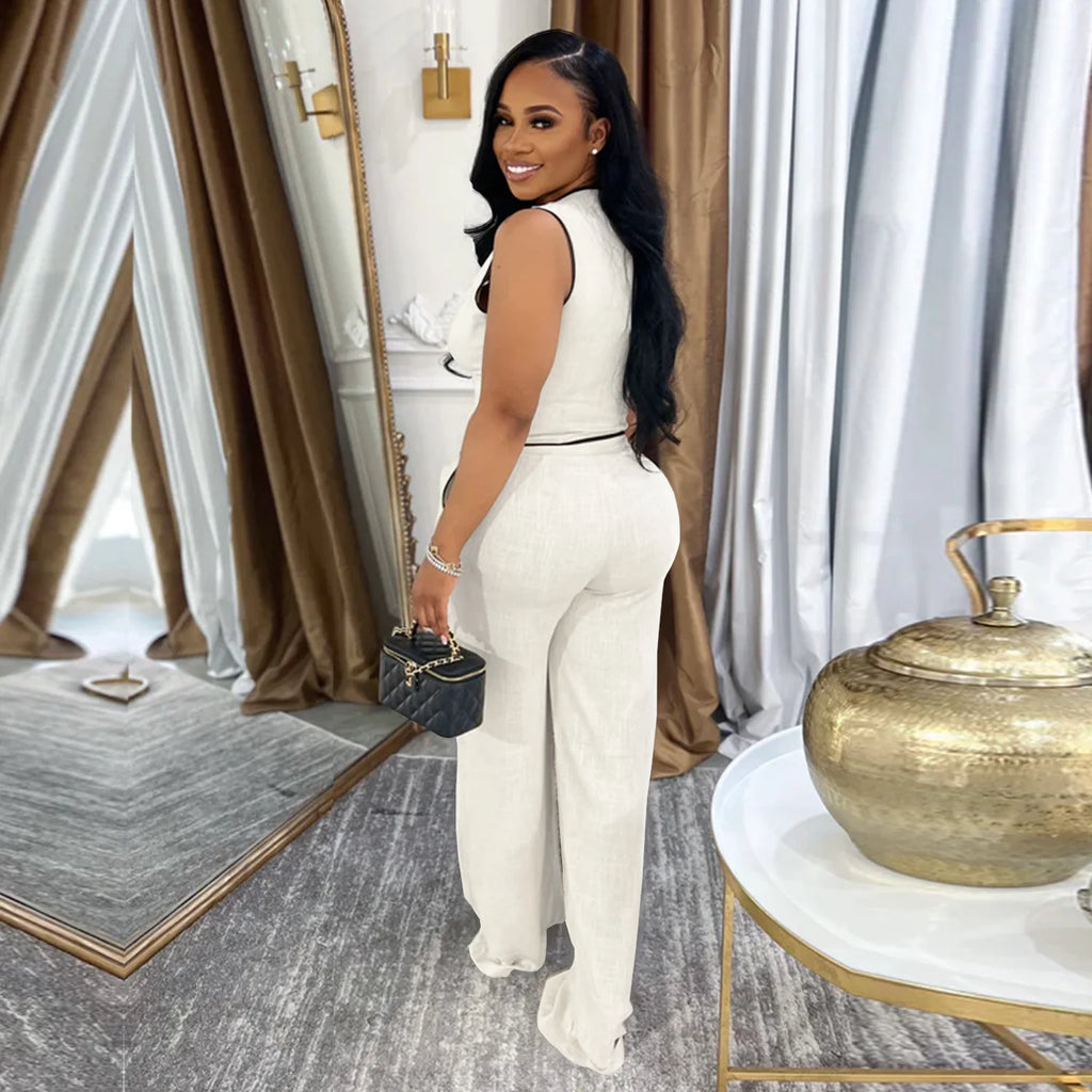 2 Piece Women Sets 2025 Summer Autumn New Arrival Matching Sets Black Color Two Pieces Sets Top Pants Suits Outfits Clothing