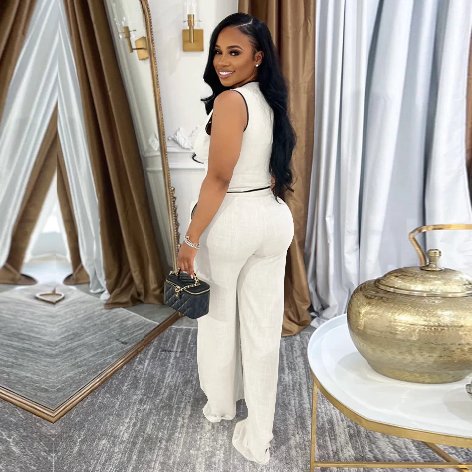 2 Piece Women Sets 2025 Summer Autumn New Arrival Matching Sets Black Color Two Pieces Sets Top Pants Suits Outfits Clothing