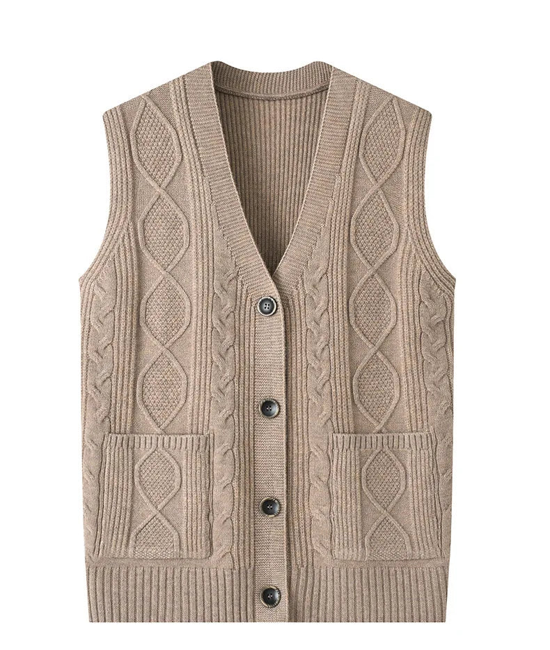 Middle-aged women mother knitted warm vest spring autumn shoulders grandma suit tops thin cardigan elderly woolen horse jacket