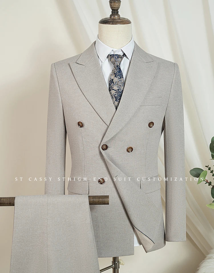 ST Cassy Light Brown Elegant Man Suits High Quality Two-Piece Dress Wedding Party Outfit for Man Blazer Luxury Man Dinner Suit