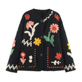 KONDALA Chic 2026 Vintage Autumn Modern Flower Embroidery Jacket Streetwear Pockets Single Breasted Loose Casual Female Outwear