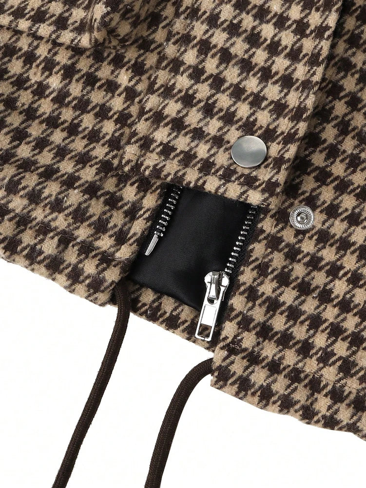 Fall/Winter 2026 New Arrivals: Women's Spring/Fall Casual Houndstooth Cropped Jacket—Fashionable Street Style