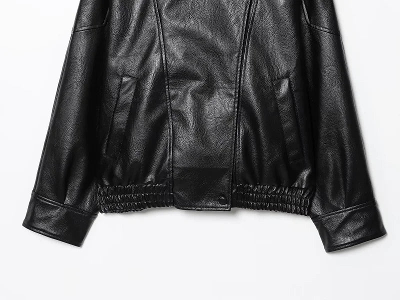 MUJER Faux Leather Jackets for Women Oversize Women's Bomber Jacket Fashion Winter Womens Coats Outerwears Demi-season Jackets