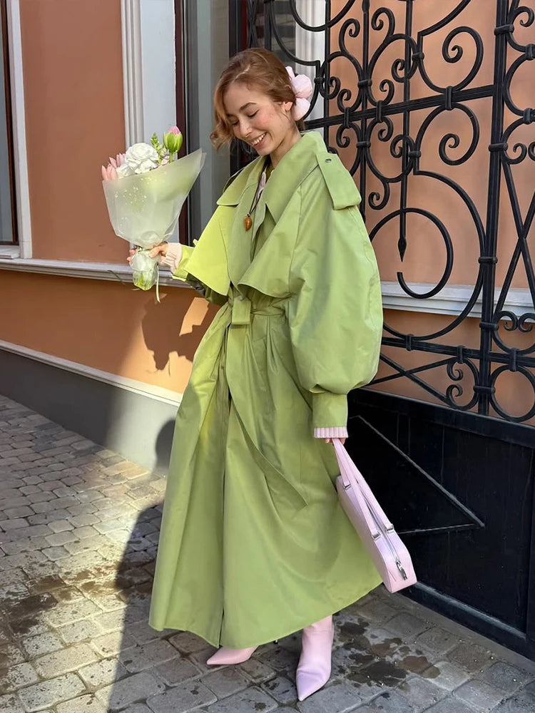 Solid Laepl Lace Up Trench Coat Women Fashion Full Sleeve Waist Cinching Short Windbreak 2026 New Autumn Office Commute Outwear
