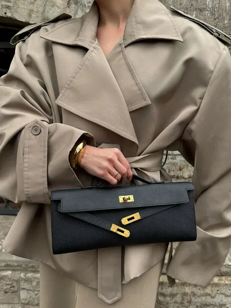 Solid Laepl Lace Up Trench Coat Women Fashion Full Sleeve Waist Cinching Short Windbreak 2026 New Autumn Office Commute Outwear