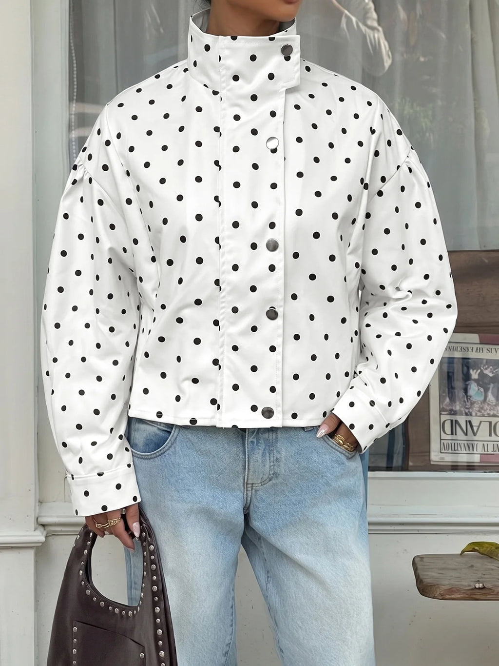 Polka Dot Jacket Casual Loose Lapel Long Sleeve Jacket 2026 Autumn New American Fashion Versatile Women's Jacket
