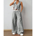 2026 New Elegant Striped Sleeveless V-Neck Vest + Waist Contrast Color Trousers Two-Piece Set Summer Women Sets Fashion Suit Top