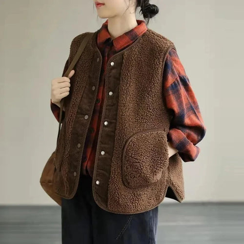 2026 new double-sided wear waistcoat female autumn winter literary