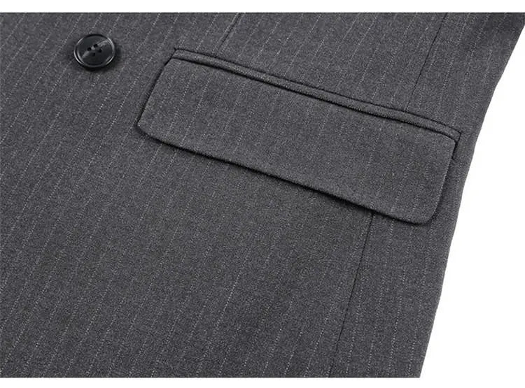 Men Blazer Jackets High Quality Autumn New Double Breasted Men's Striped Blazers Slim Fit Business Formal Wear Suit Coats Male