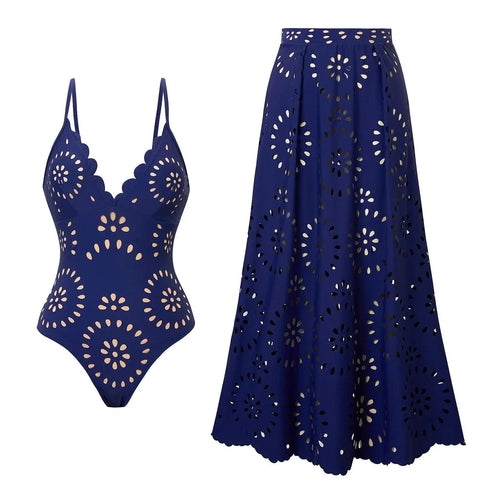 Laser Cut women three piece swimsuit