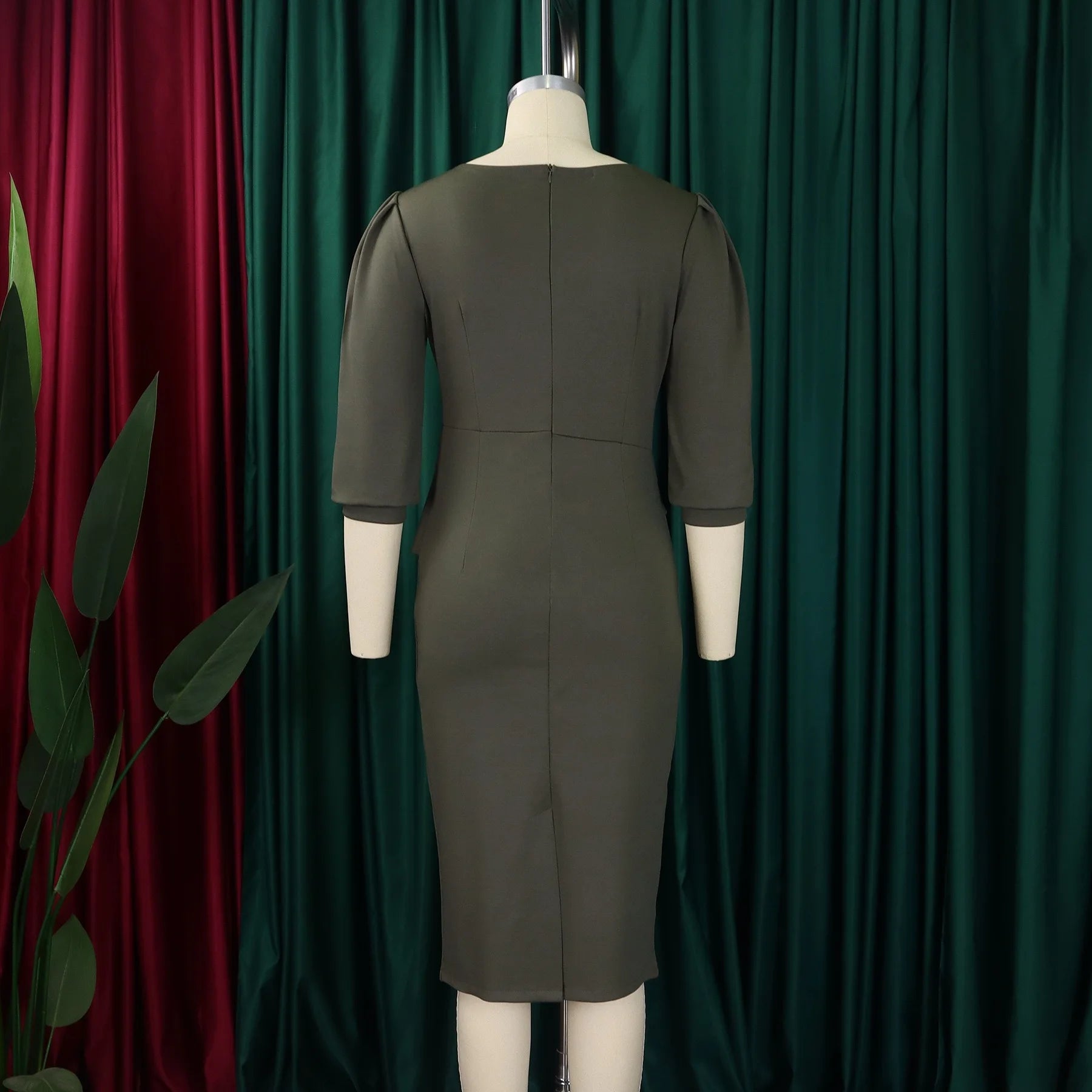 Elegant Office Dresses for Women O Neck Half Sleeve Sheath Package