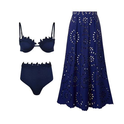 Laser Cut women three piece swimsuit
