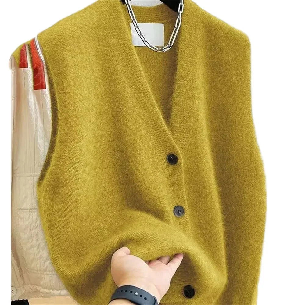 2025 NEW Women V-neck Sweater Vest Coat Female Fashion Sleeveless Knitted Cardigan Sweaters Vests Korean Style Clothes Top