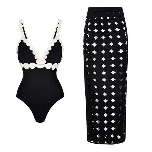 Laser Cut women three piece swimsuit