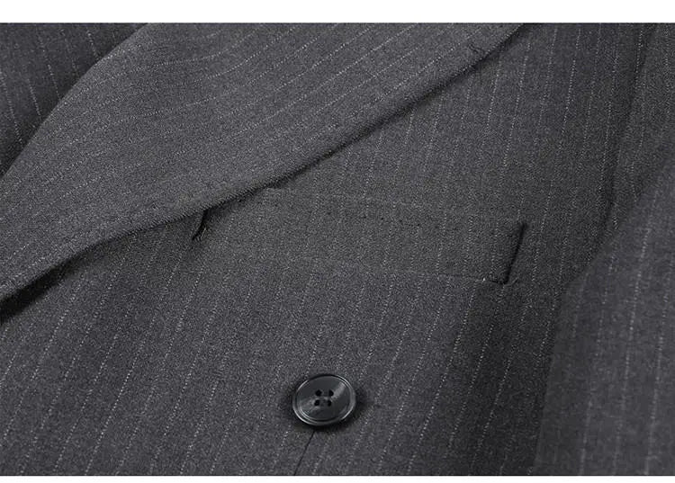 Men Blazer Jackets High Quality Autumn New Double Breasted Men's Striped Blazers Slim Fit Business Formal Wear Suit Coats Male