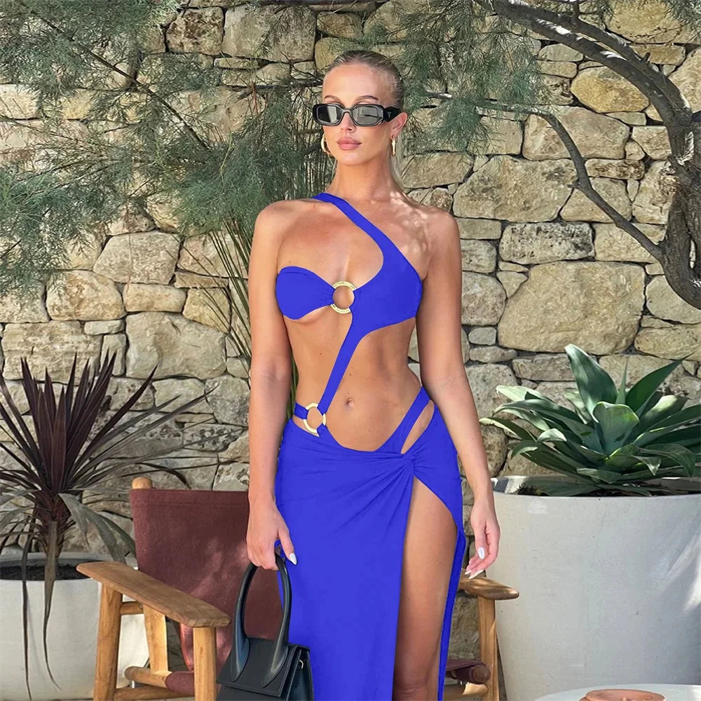 Alana High Cut one piece Bodysuit swimsuit Beach Wear with cover up