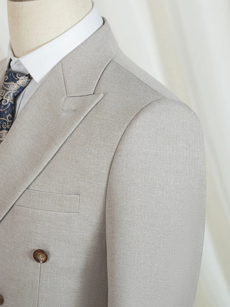 ST Cassy Light Brown Elegant Man Suits High Quality Two-Piece Dress Wedding Party Outfit for Man Blazer Luxury Man Dinner Suit