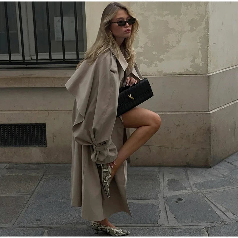 Solid Laepl Lace Up Trench Coat Women Fashion Full Sleeve Waist Cinching Short Windbreak 2026 New Autumn Office Commute Outwear
