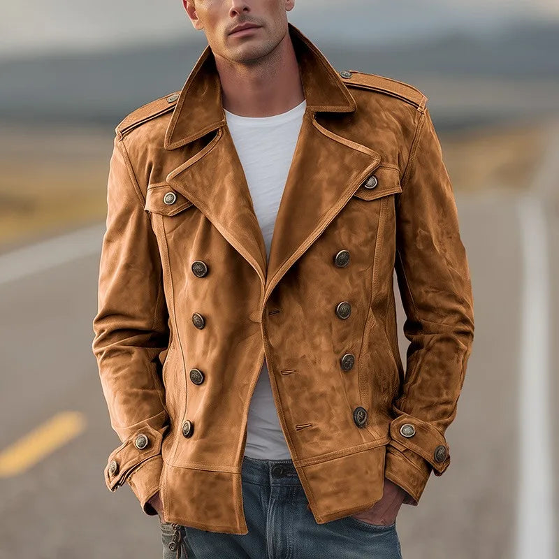 Casual No Hood Coat Loose Fit Sporty with Regular Sleeve Long Sleeves Multiple Pockets Regular Length Notched Collar for Men
