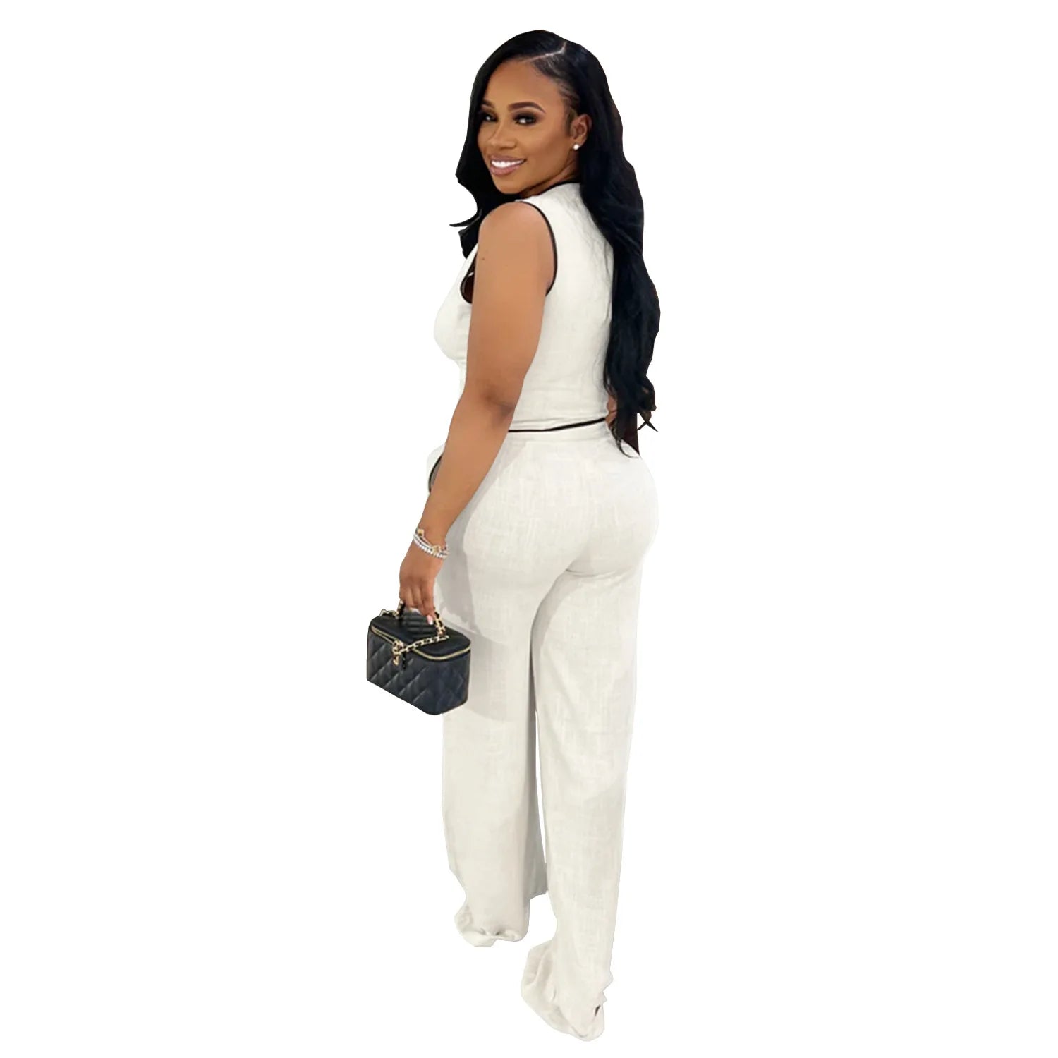 2 Piece Women Sets 2025 Summer Autumn New Arrival Matching Sets Black Color Two Pieces Sets Top Pants Suits Outfits Clothing