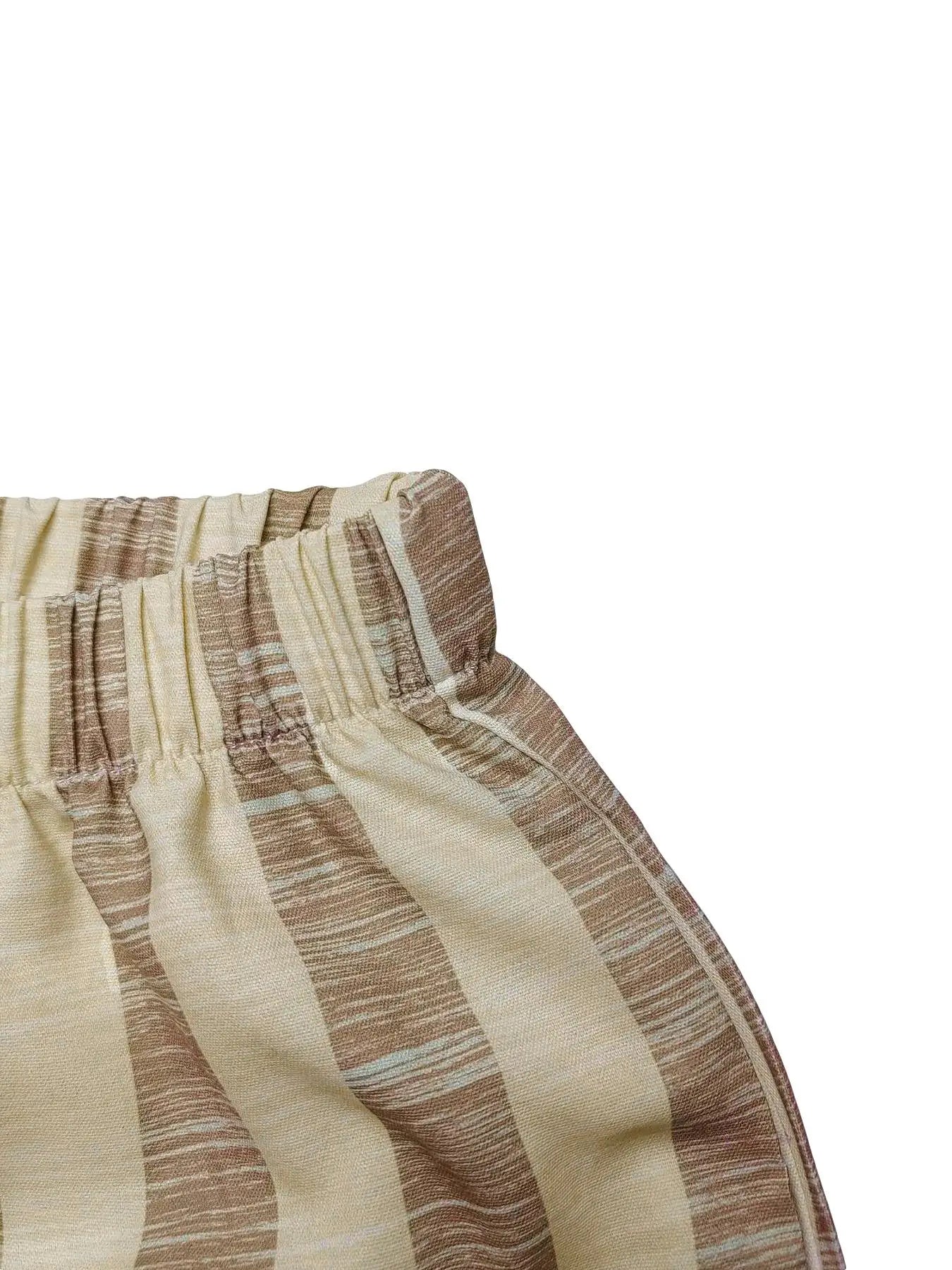 Loose Striped Round Neck Vest And Elastic Wide Leg Pants Two-Piece Set