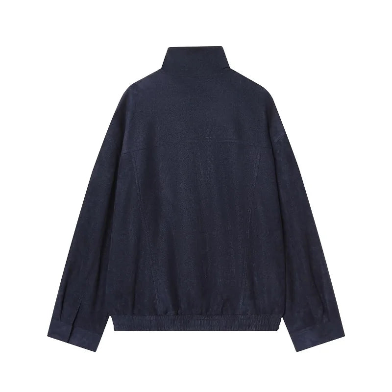 MUJER Suede Bomber Jacket Woman Oversized Demi-season Jackets for Women Outerwears Winter Overcoat Female Zip Women's Jackets