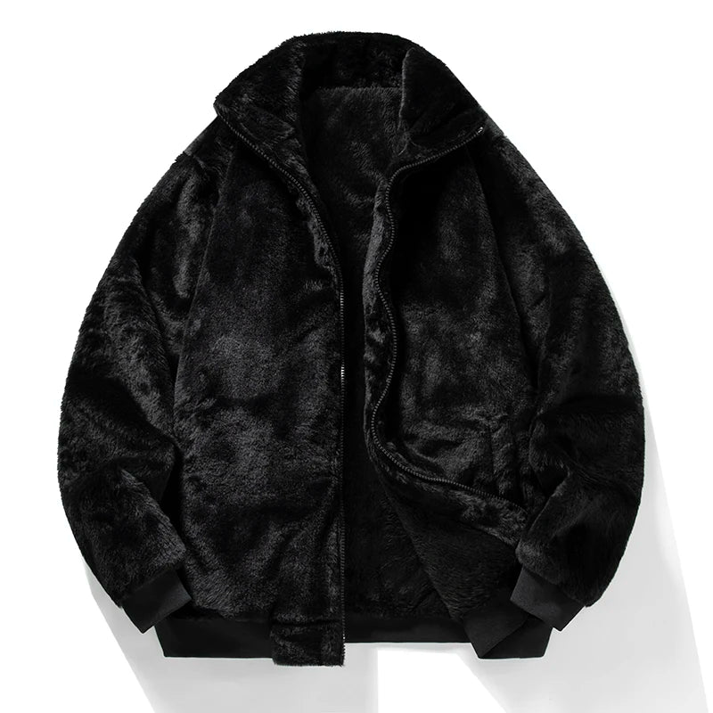 YJKVUR Men's Jacket 2025 Winter New Thick Warm Double-Sided Fleece Lined Windproof Outerwear for Cold Weather Soft Comfortable ﻿