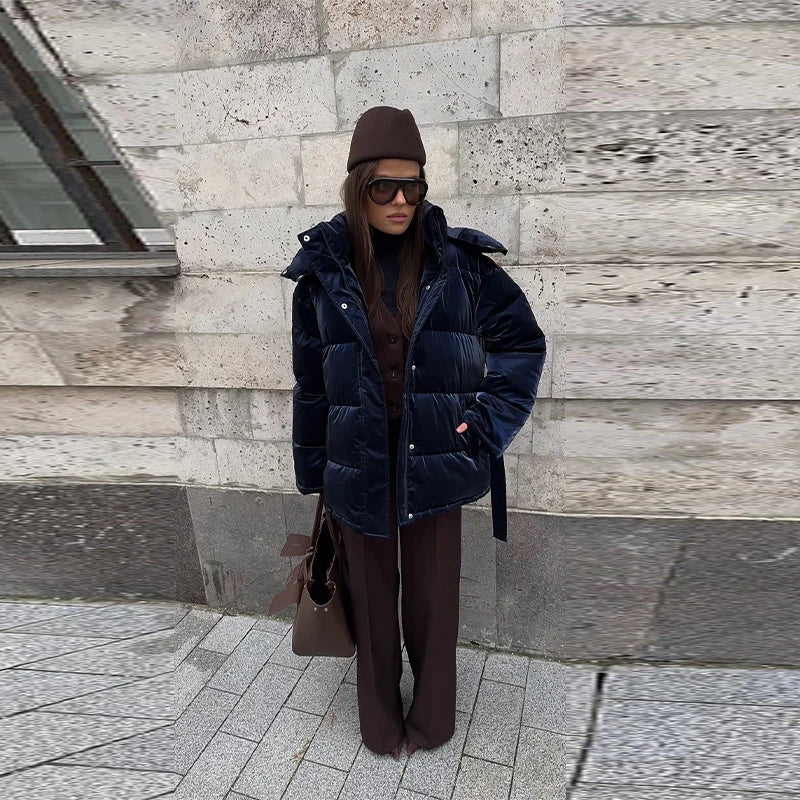 Casual Long Sleeve Thicken Zipper Female Coat 2025 Winter New Solid Women Padded Jacket Fashion Lady Warm Outerwear High Street