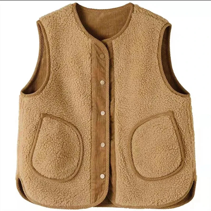 2026 new double-sided wear waistcoat female autumn winter literary