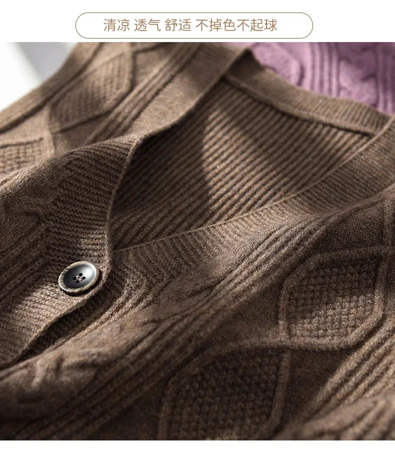 Middle-aged women mother knitted warm vest spring autumn shoulders grandma suit tops thin cardigan elderly woolen horse jacket