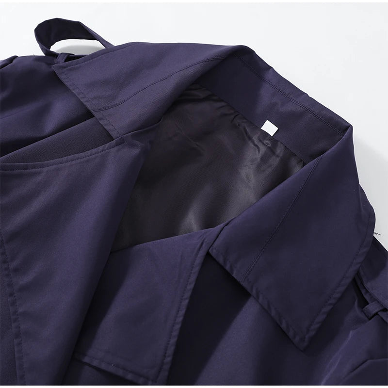 Solid Laepl Lace Up Trench Coat Women Fashion Full Sleeve Waist Cinching Short Windbreak 2026 New Autumn Office Commute Outwear