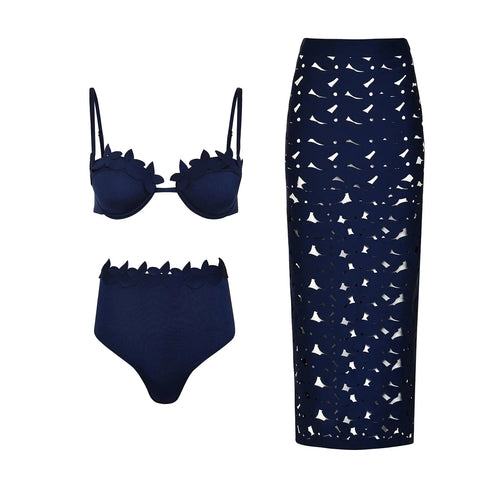 Laser Cut women three piece swimsuit