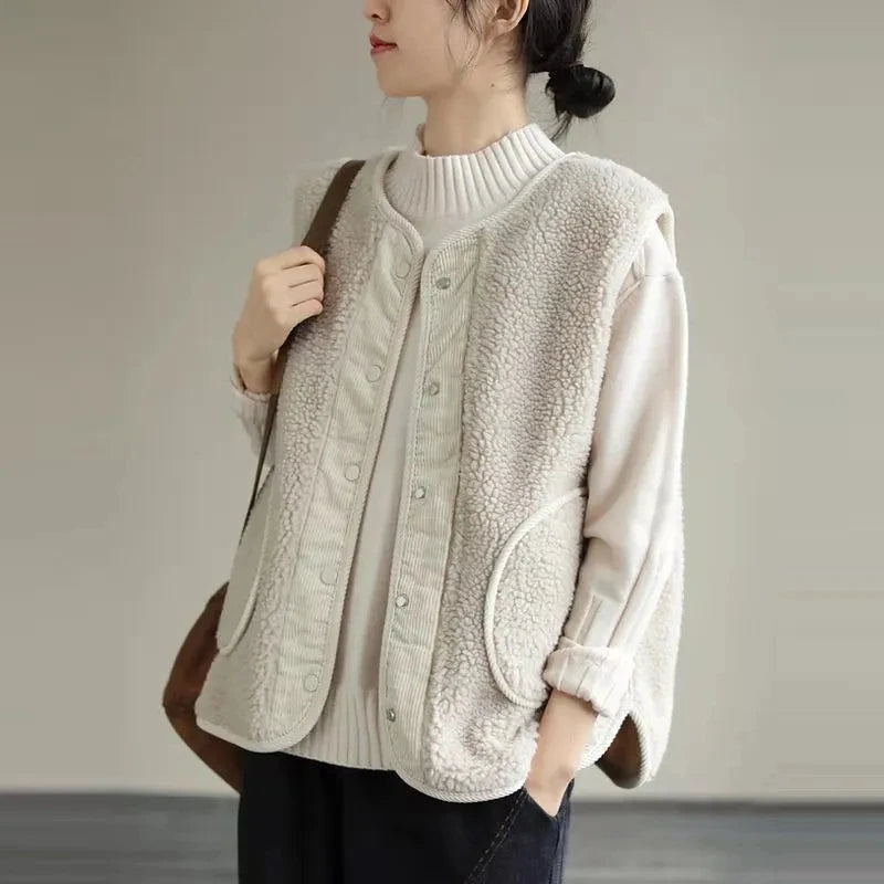 2026 new double-sided wear waistcoat female autumn winter literary