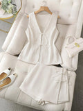 Women's Two-Piece Set, Business Style Blazer Design, Sleeveless Top +