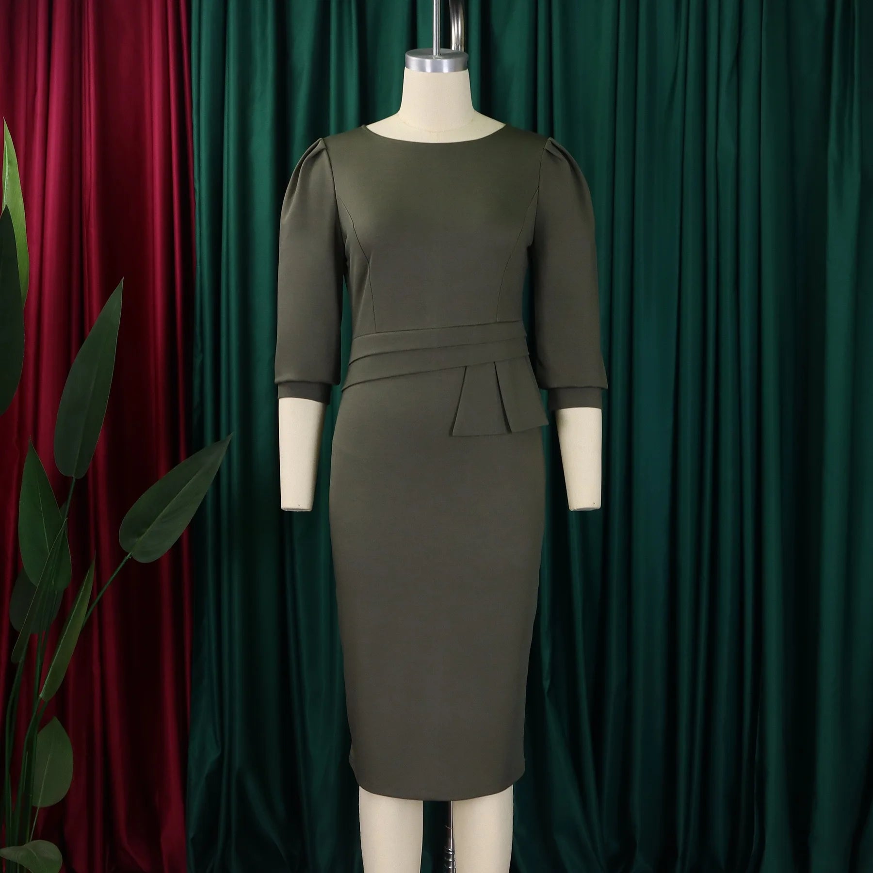 Elegant Office Dresses for Women O Neck Half Sleeve Sheath Package