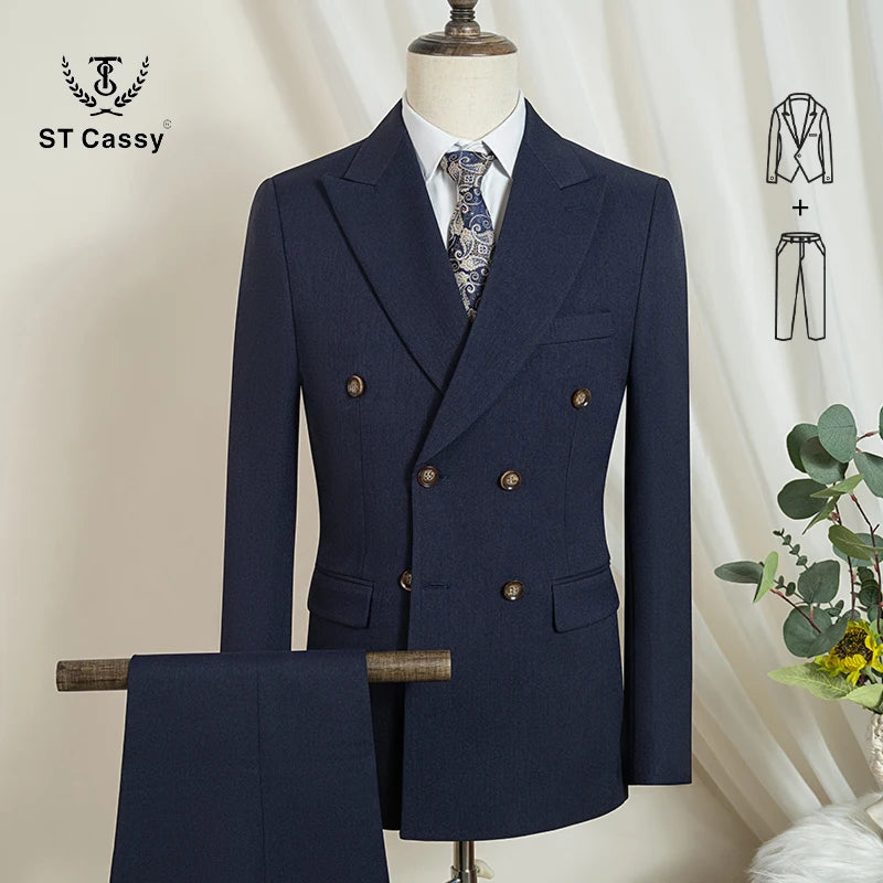 ST Cassy Light Brown Elegant Man Suits High Quality Two-Piece Dress Wedding Party Outfit for Man Blazer Luxury Man Dinner Suit