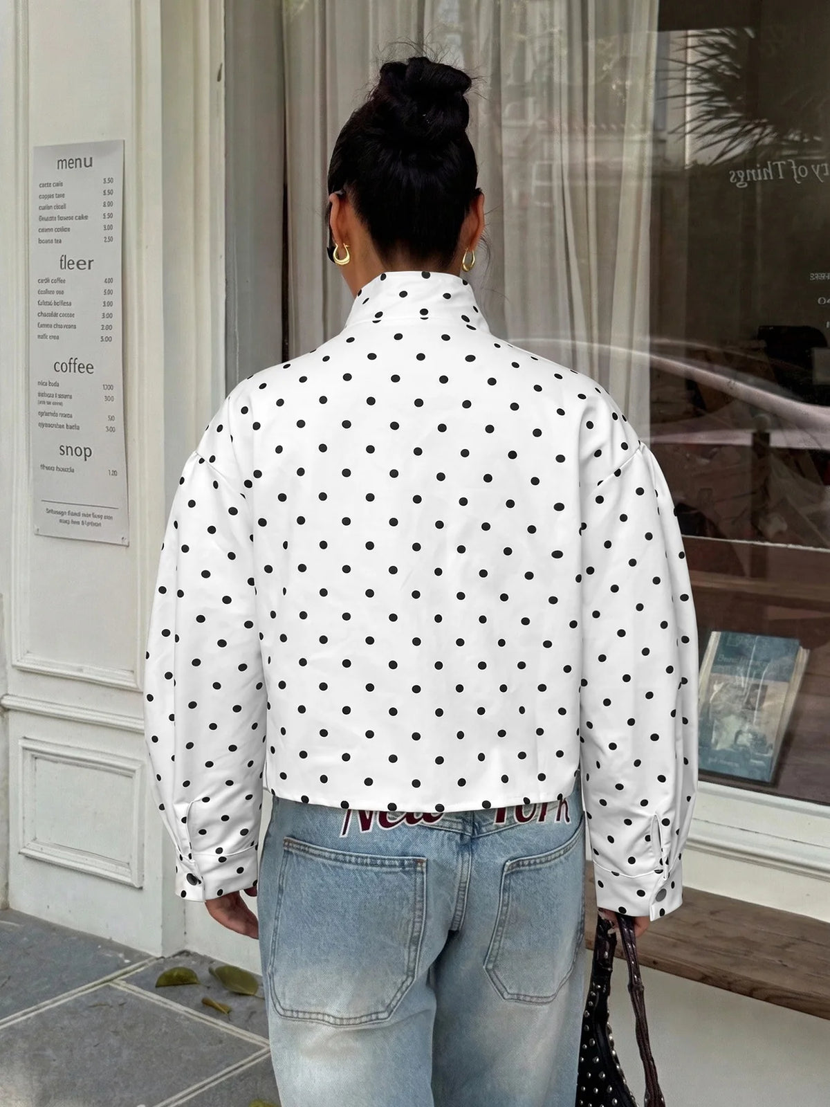 Polka Dot Jacket Casual Loose Lapel Long Sleeve Jacket 2026 Autumn New American Fashion Versatile Women's Jacket