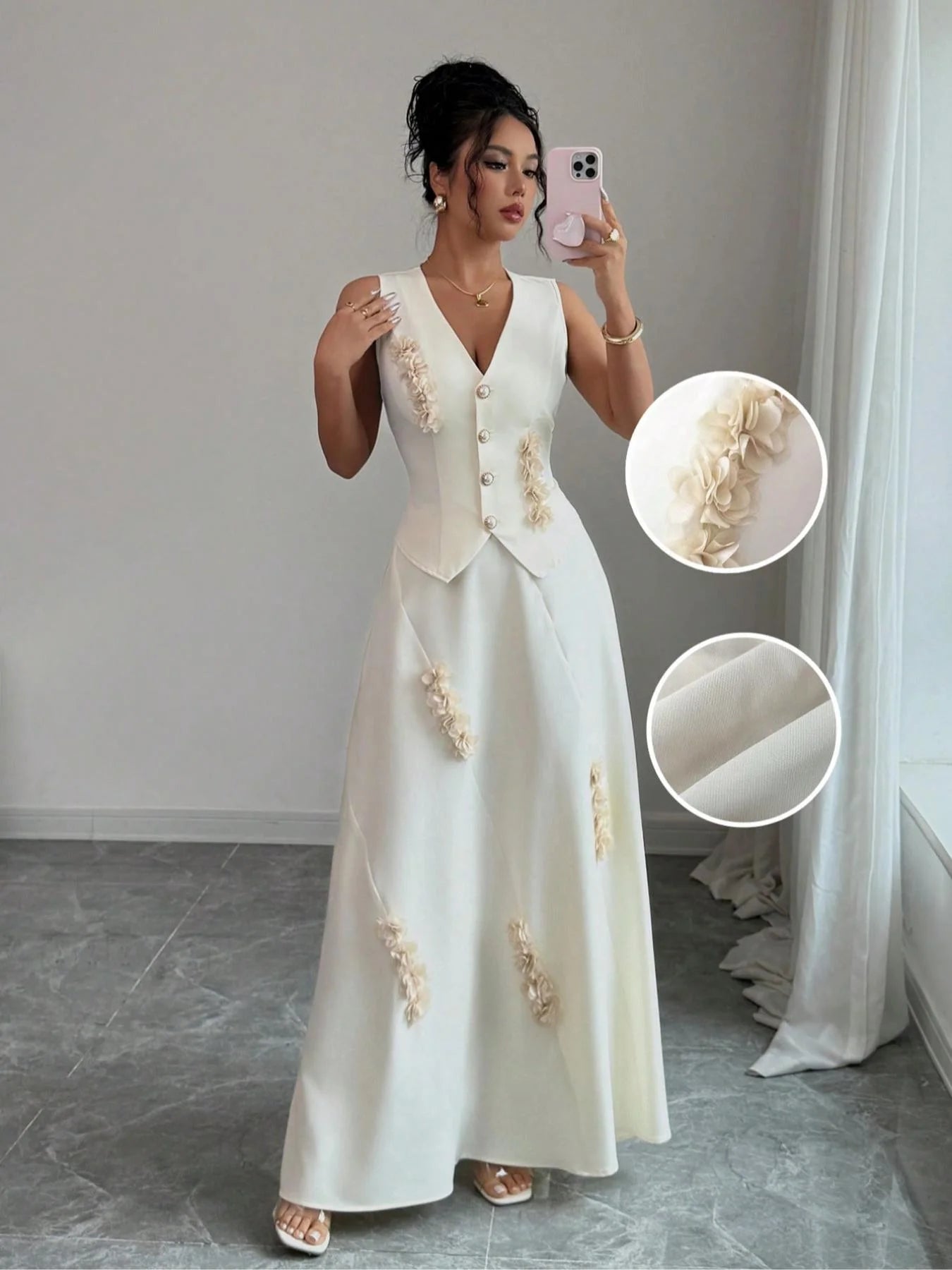 Women's Sleeveless Bodycon Dress Two-Piece Set, Elegant High Waist