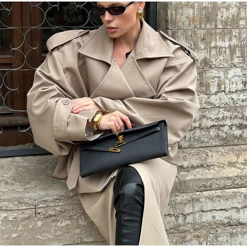 Solid Laepl Lace Up Trench Coat Women Fashion Full Sleeve Waist Cinching Short Windbreak 2026 New Autumn Office Commute Outwear