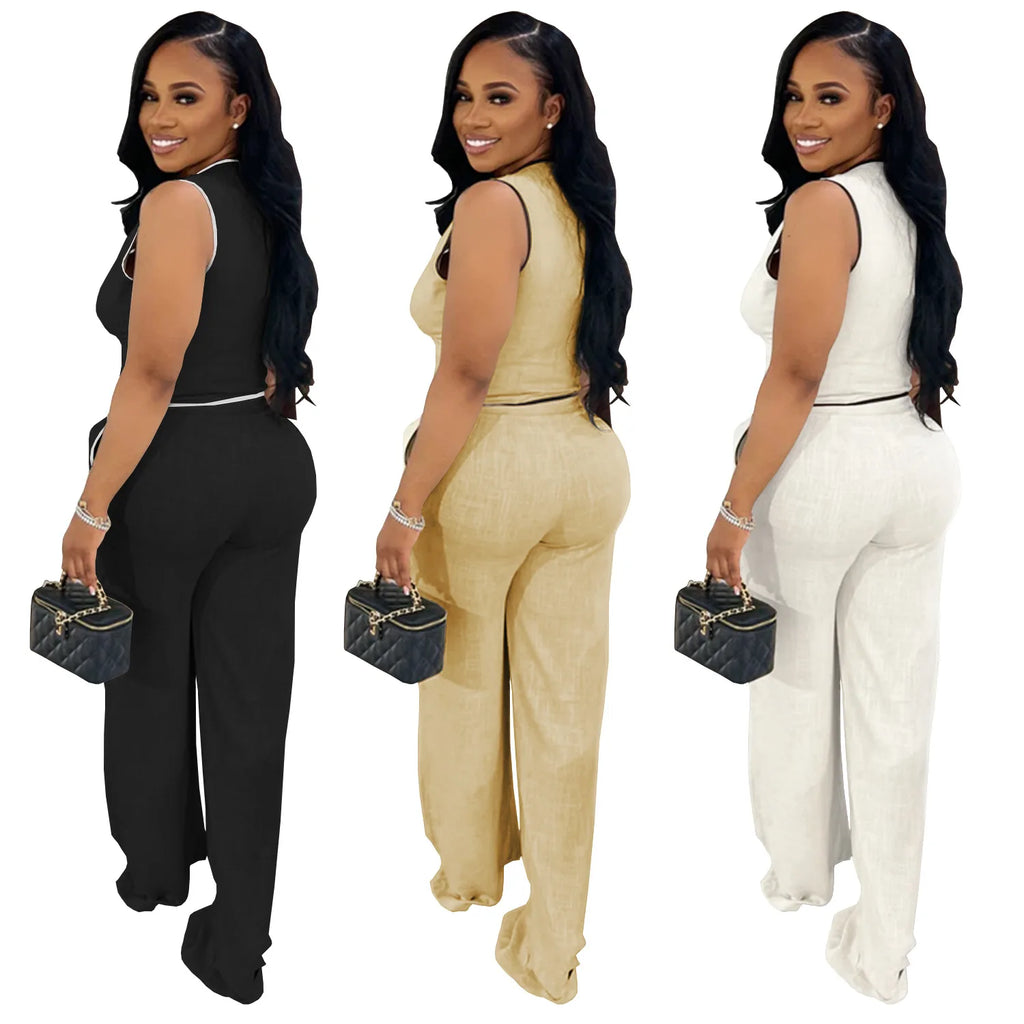 2 Piece Women Sets 2025 Summer Autumn New Arrival Matching Sets Black Color Two Pieces Sets Top Pants Suits Outfits Clothing