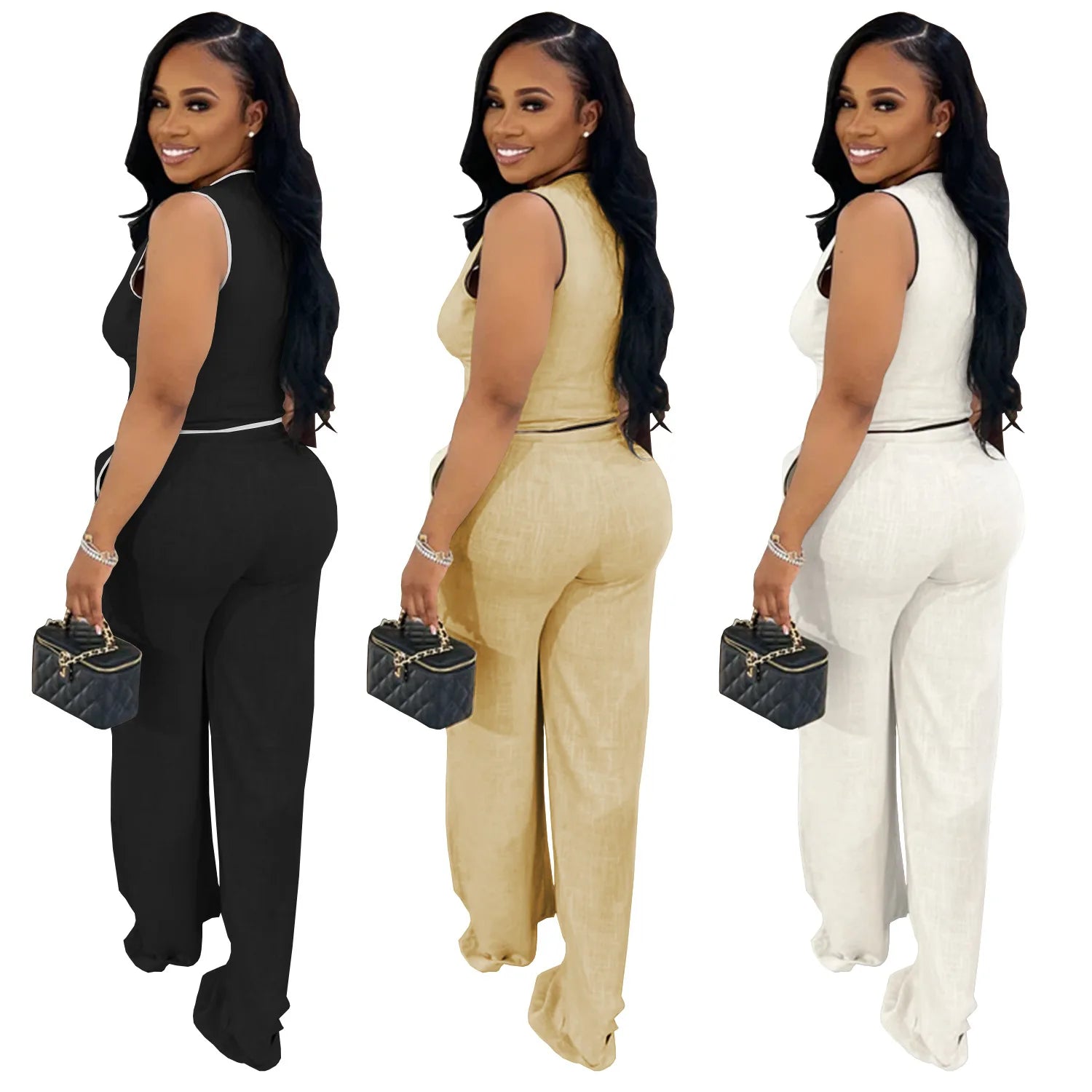 2 Piece Women Sets 2025 Summer Autumn New Arrival Matching Sets Black Color Two Pieces Sets Top Pants Suits Outfits Clothing