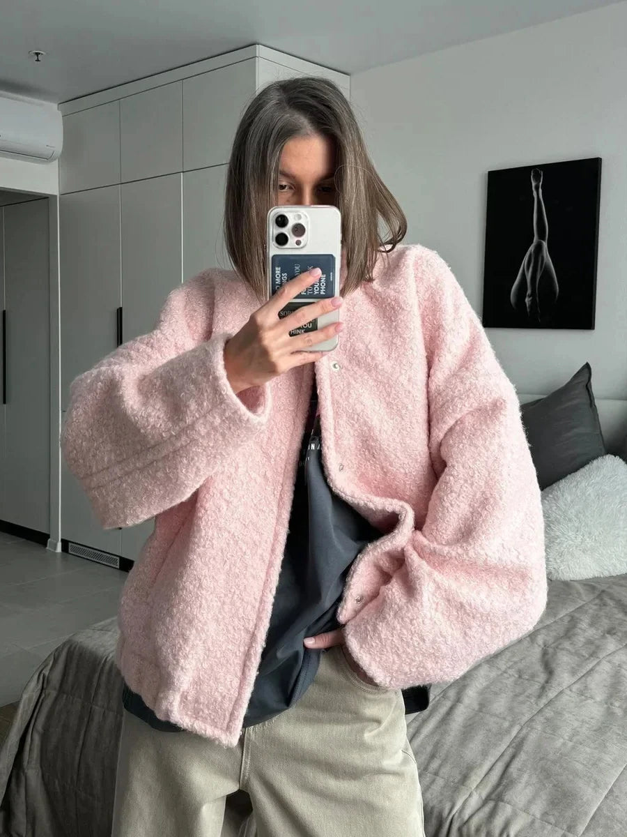 Bornladies Women's Short Fur Jacket  Autumn Winter Thick Loose Casual Chic Cardigan Female Warm Fashion Solid Color Short Coat