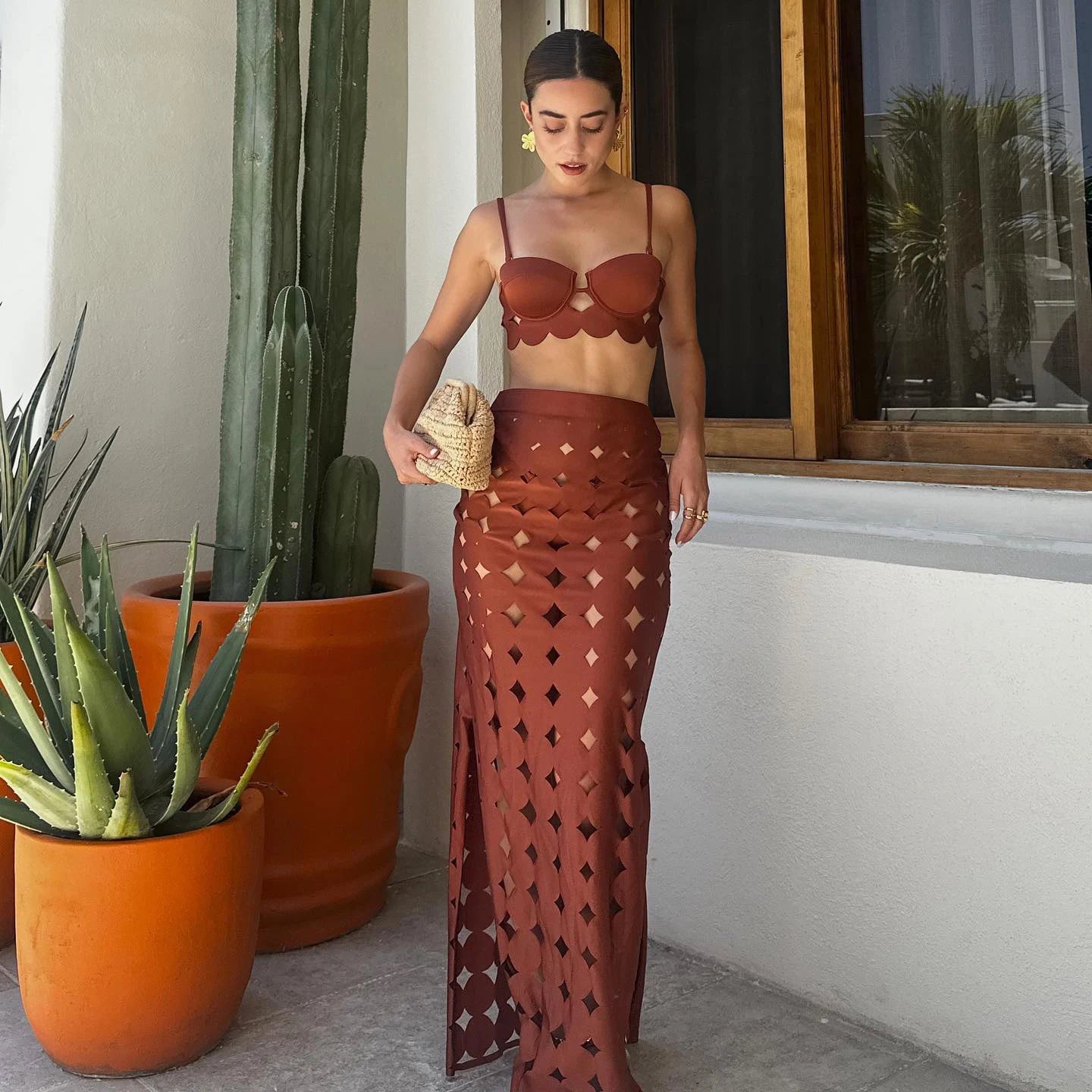 Laser Cut women three piece swimsuit