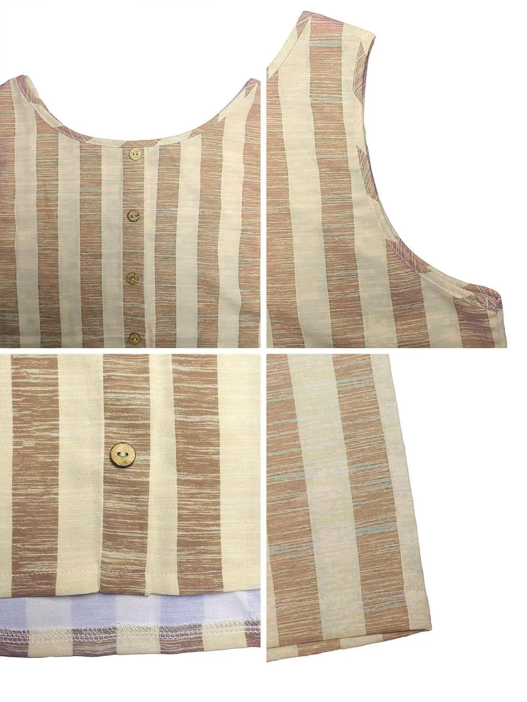 Loose Striped Round Neck Vest And Elastic Wide Leg Pants Two-Piece Set