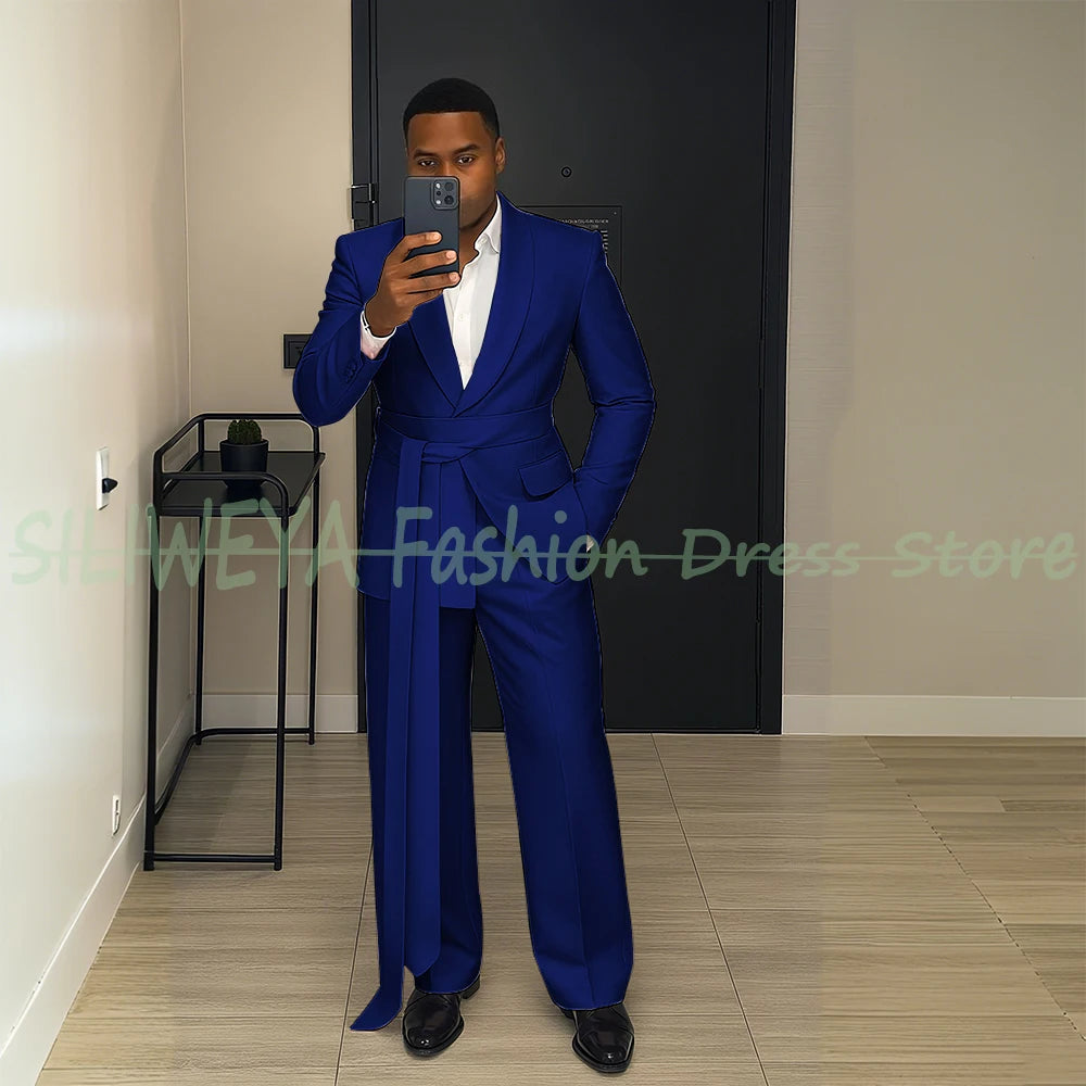 Pink Men's Suit Chic Outfits 2 Pieces Jacket Pants Boutique Male Blazer Set Banquet Custom Luxury Tuxedo