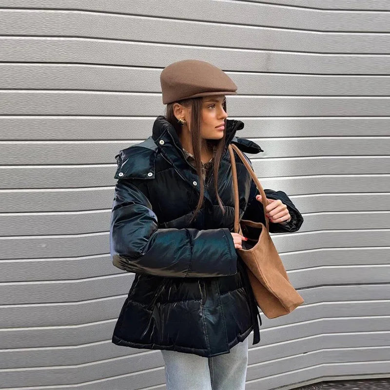 Casual Long Sleeve Thicken Zipper Female Coat 2025 Winter New Solid Women Padded Jacket Fashion Lady Warm Outerwear High Street