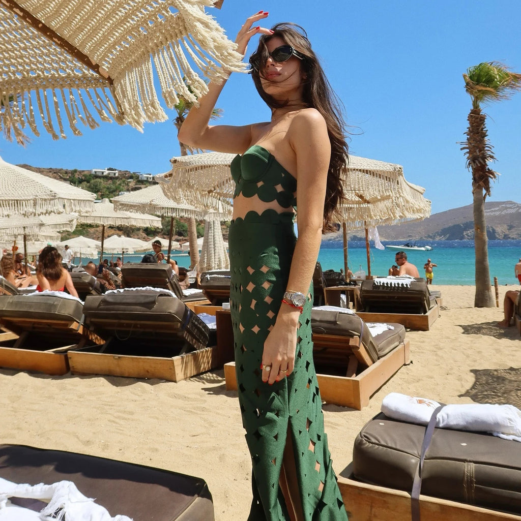Laser Cut women three piece swimsuit