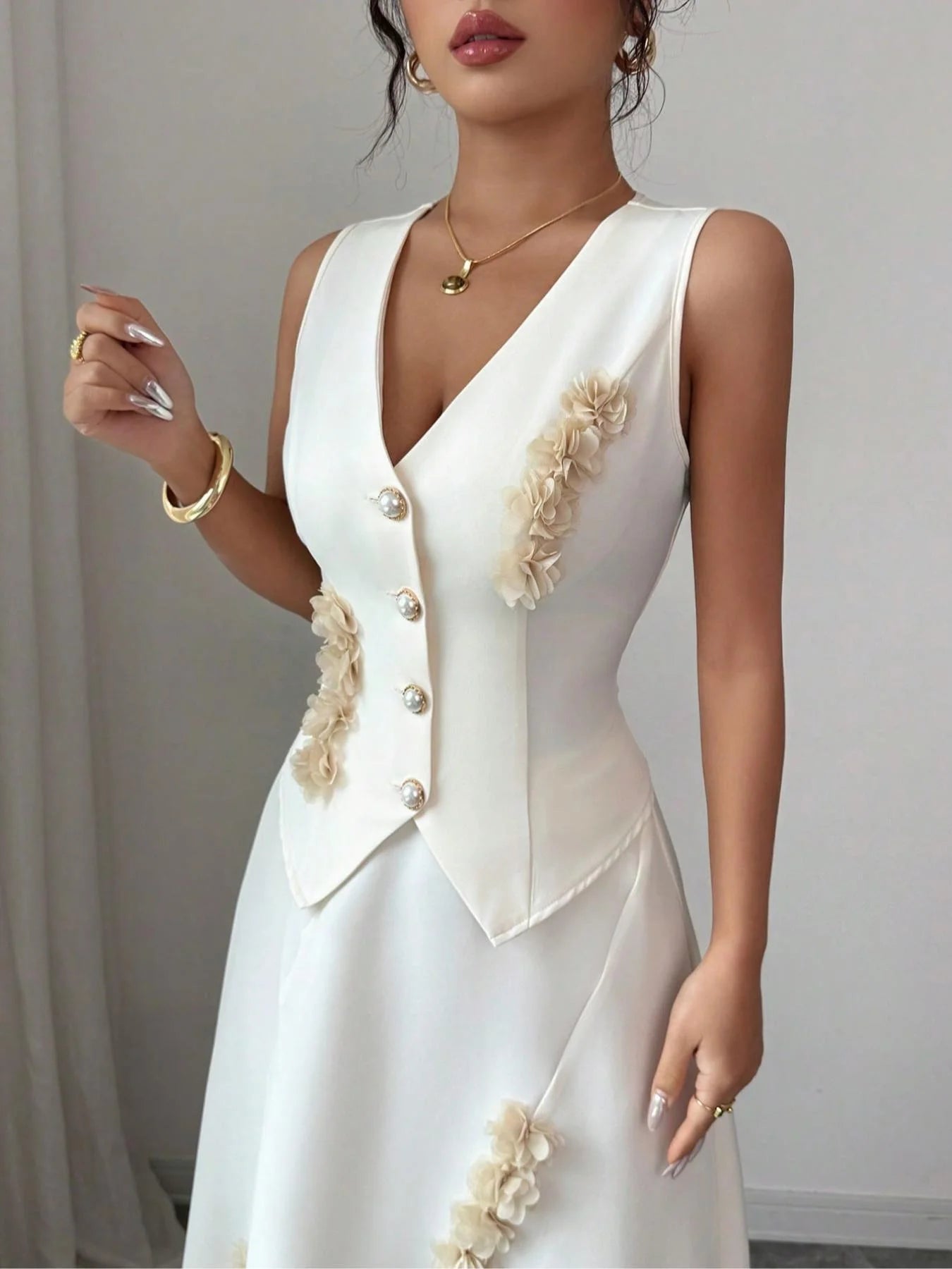 Women's Sleeveless Bodycon Dress Two-Piece Set, Elegant High Waist