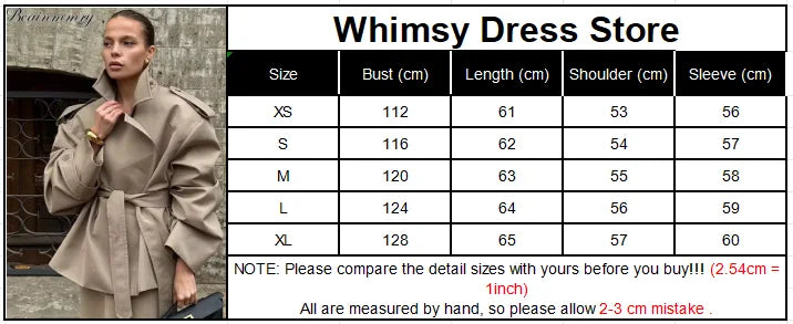 Solid Laepl Lace Up Trench Coat Women Fashion Full Sleeve Waist Cinching Short Windbreak 2026 New Autumn Office Commute Outwear